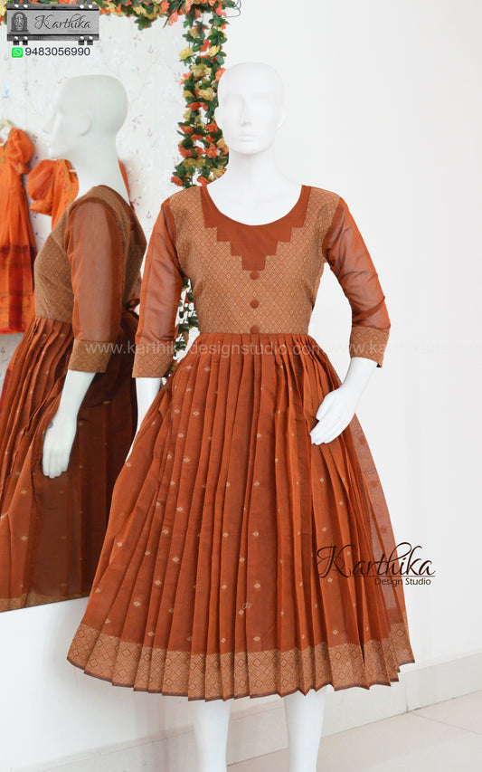 Red brown cotton frock