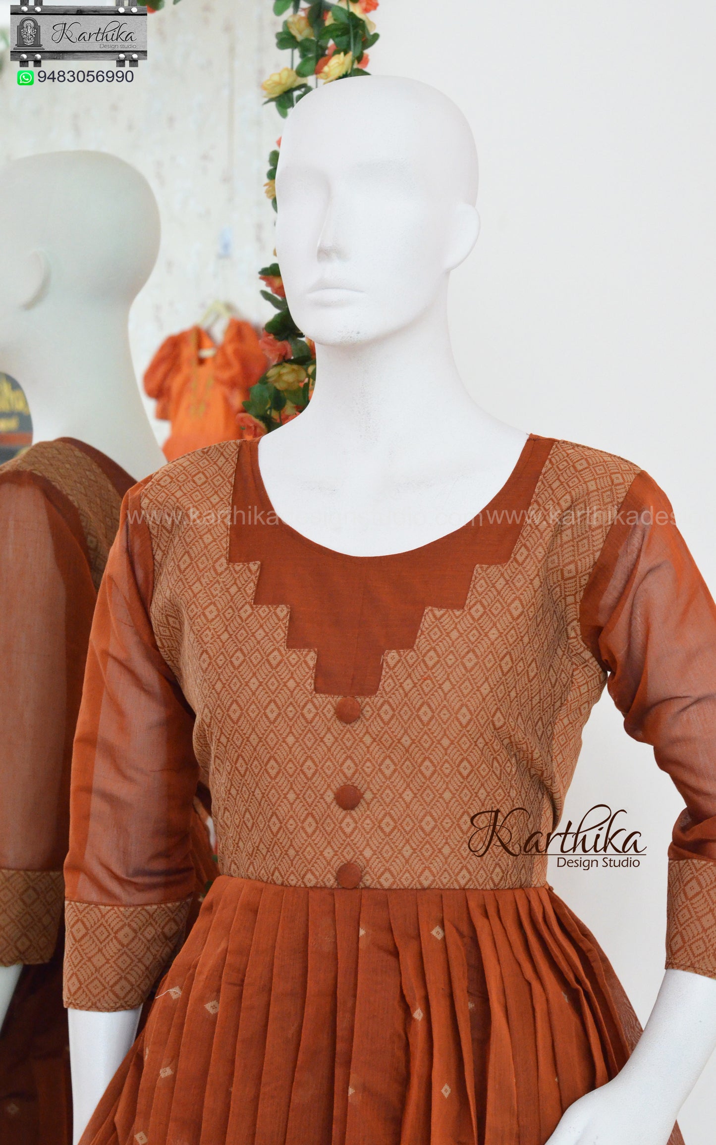 Red brown cotton frock