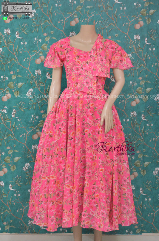 Rose Pink floral georgette frock