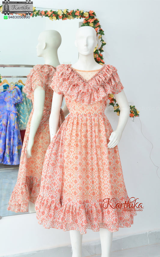 Ruffled georgette frock