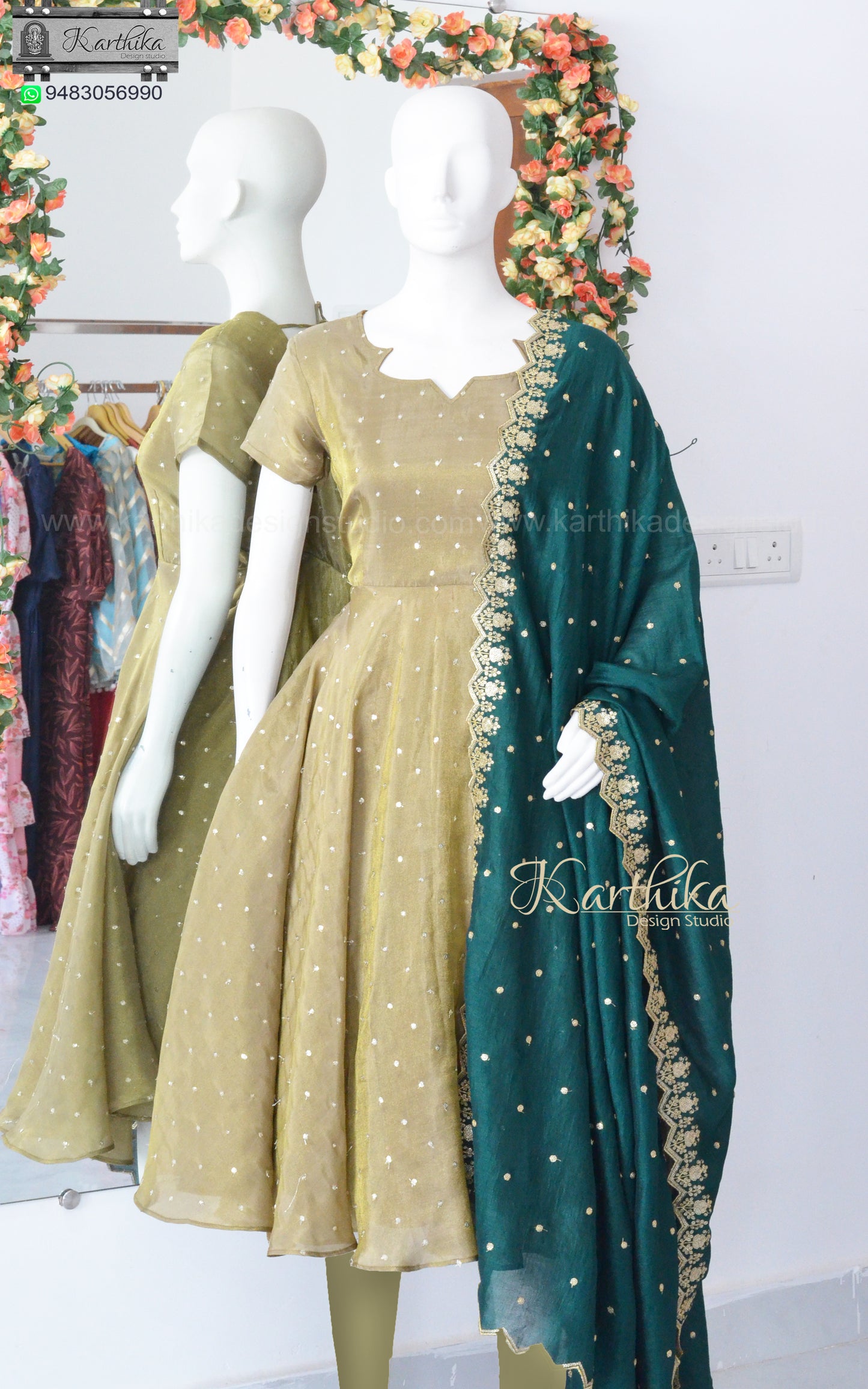 Shimmer tissue chudidhar