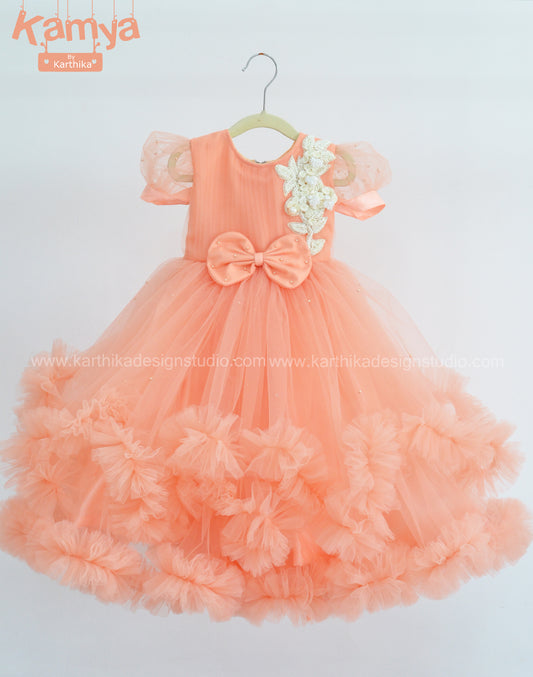 Soft peach birthday frock