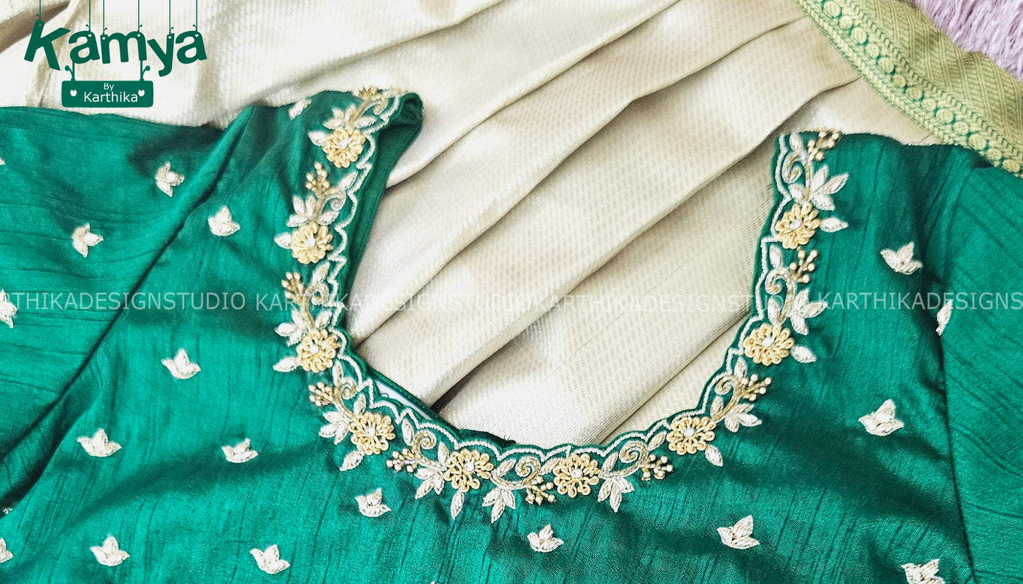 Soft silk lehenga with raw silk blouse