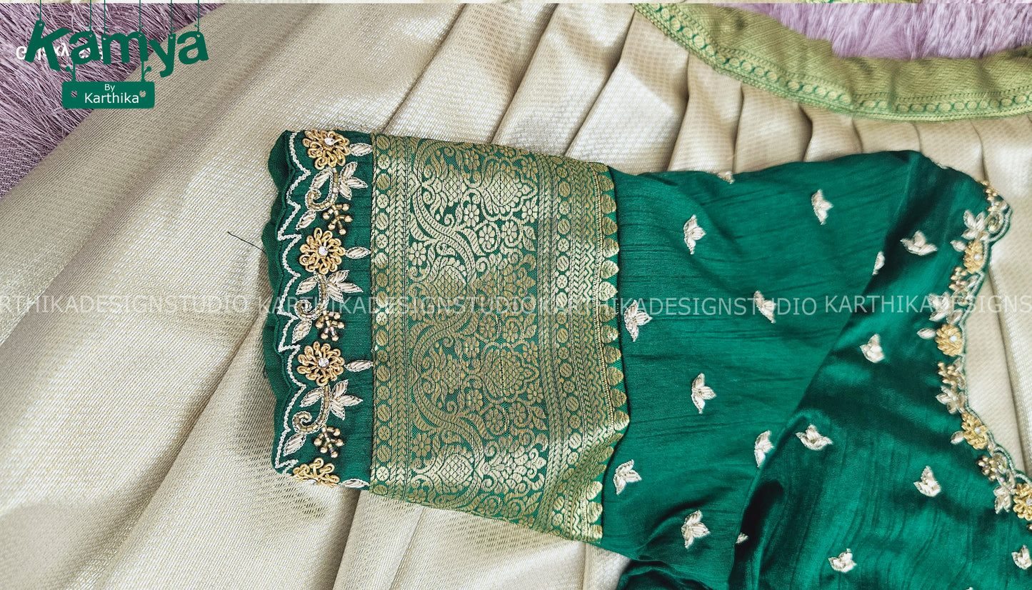 Soft silk lehenga with raw silk blouse