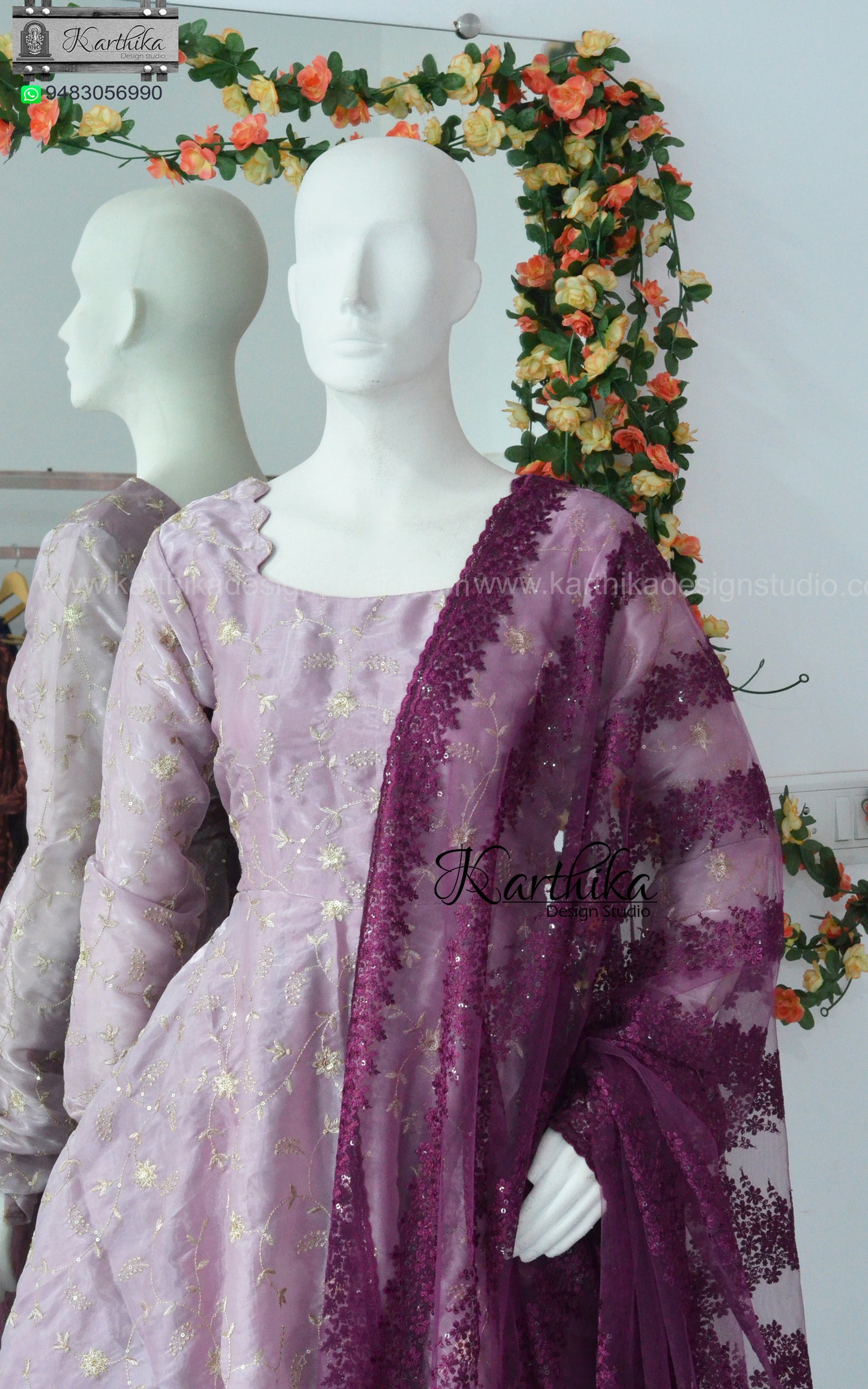 Embroidered spacesilk chudidhar