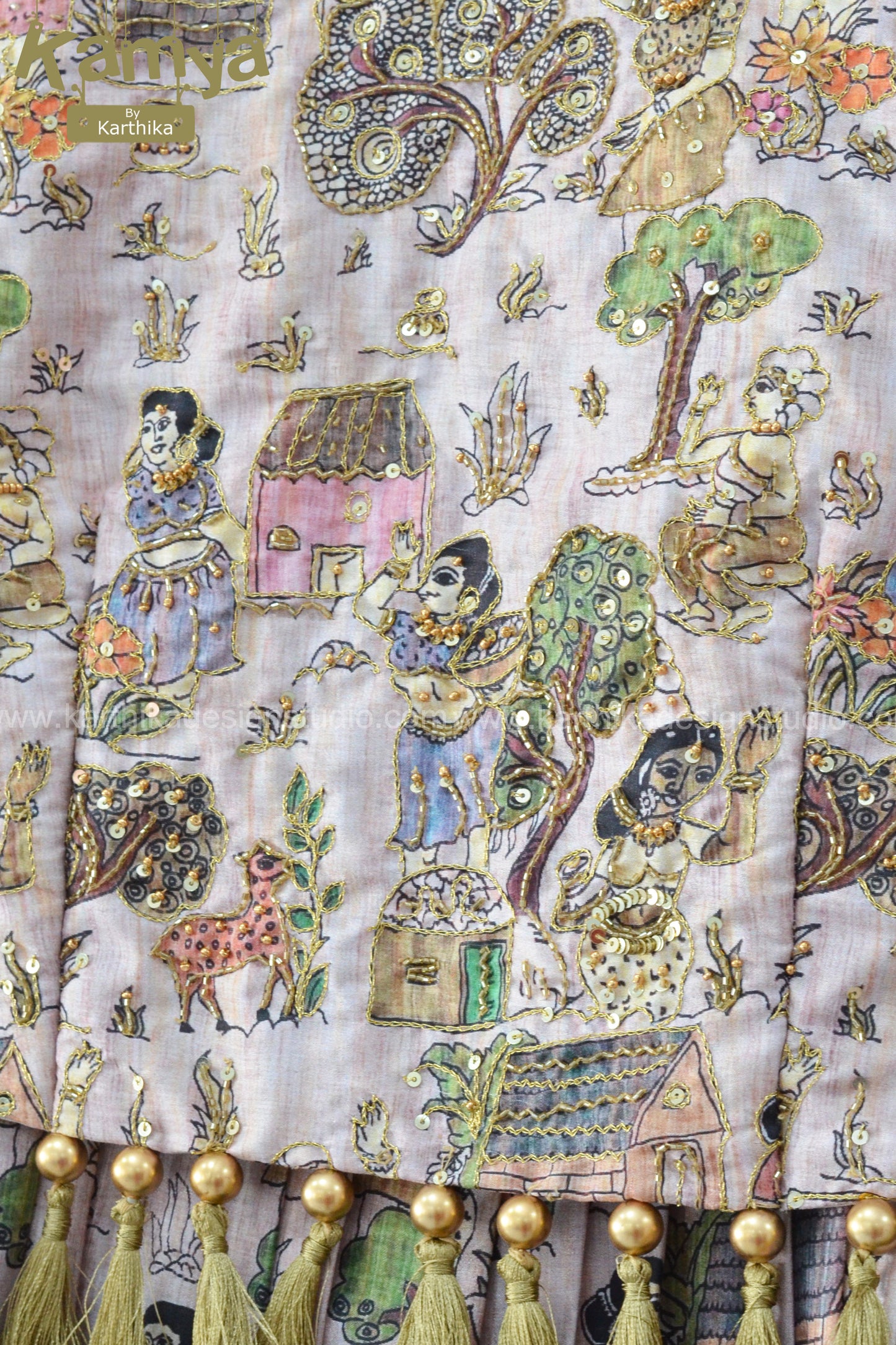 Tussar silk kalamkari lehenga set