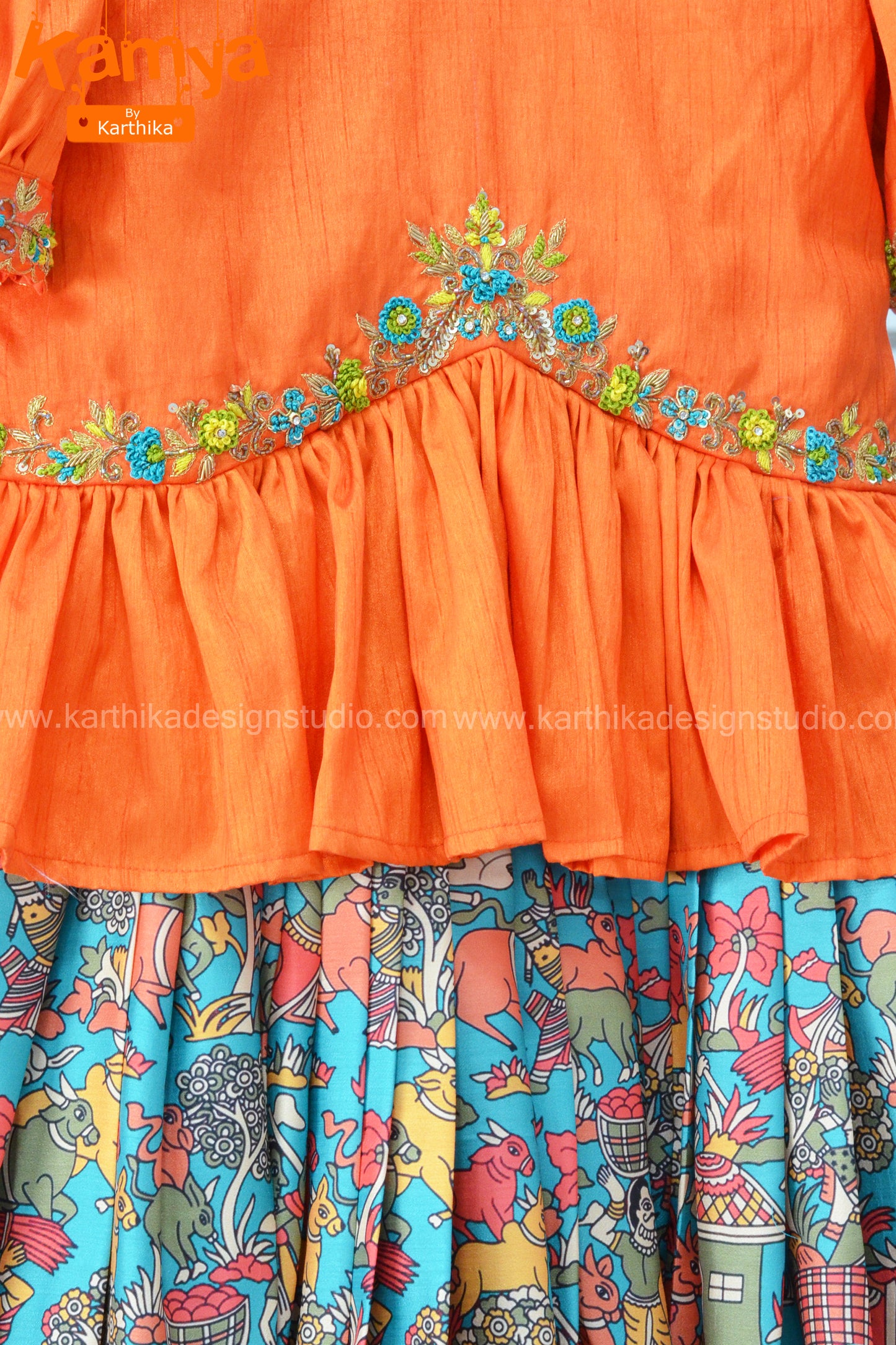 Tussar silk kalamkari lehenga set