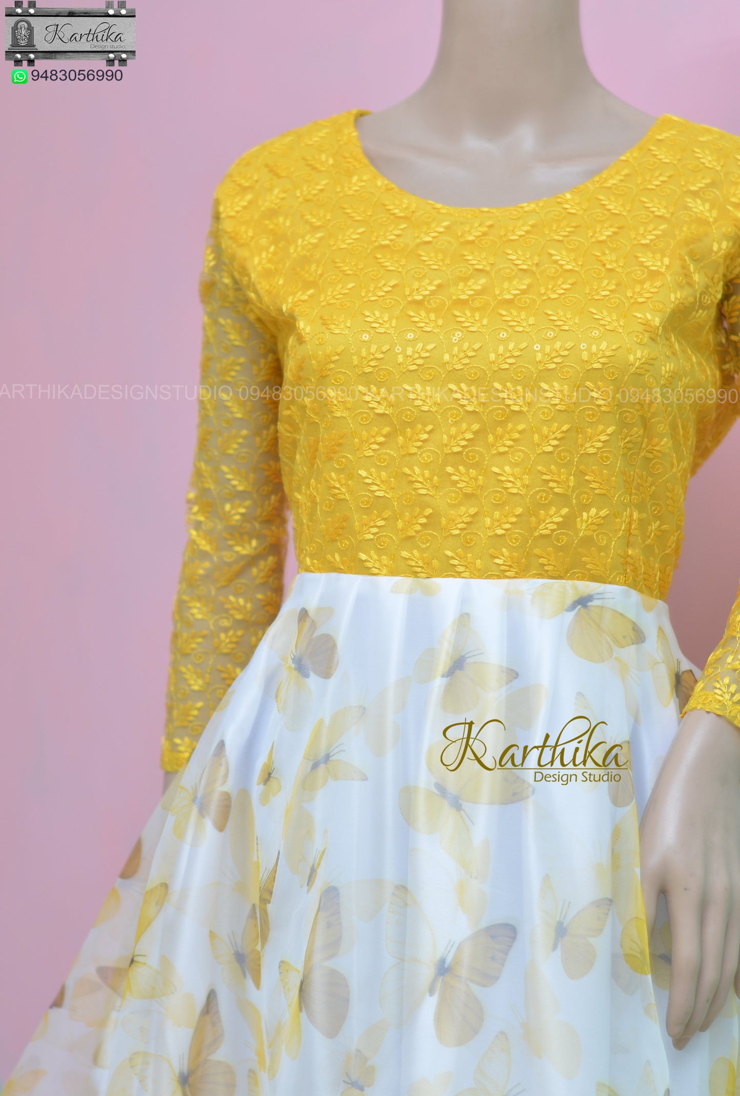 Yellow Butterfly organza frock