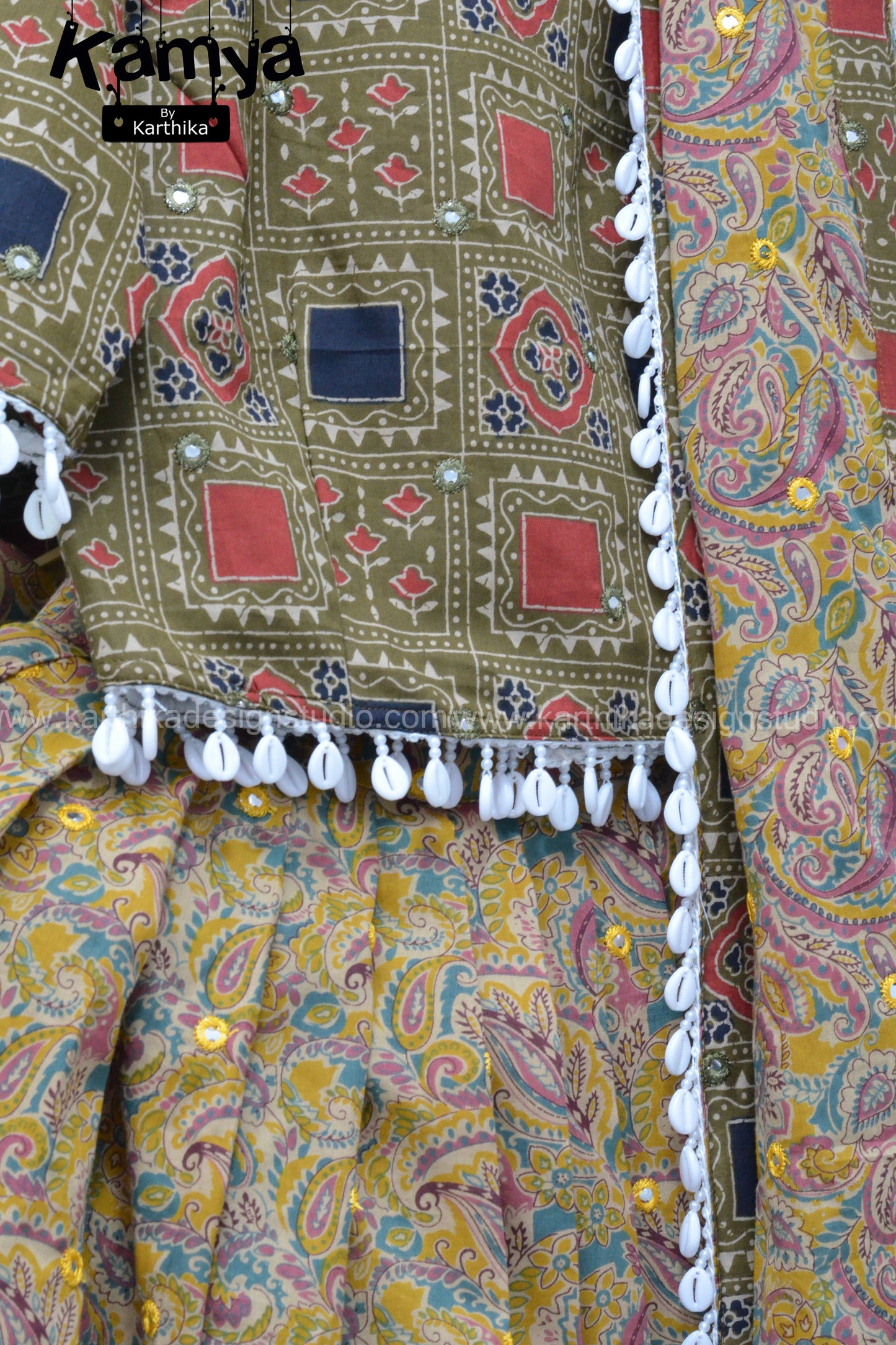 Ajrakh lehenga for kids