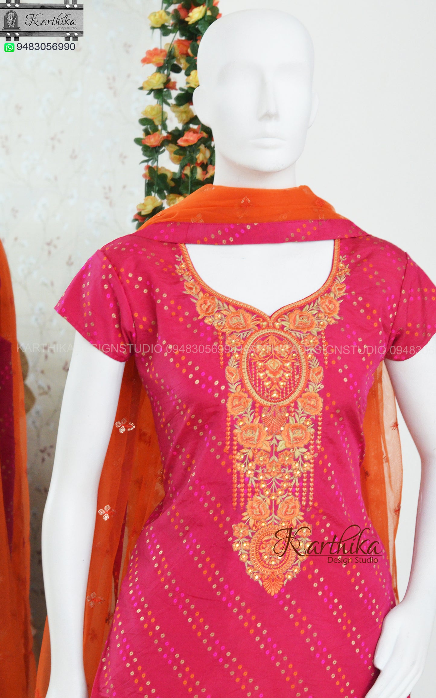 Bandhani silk sharara set