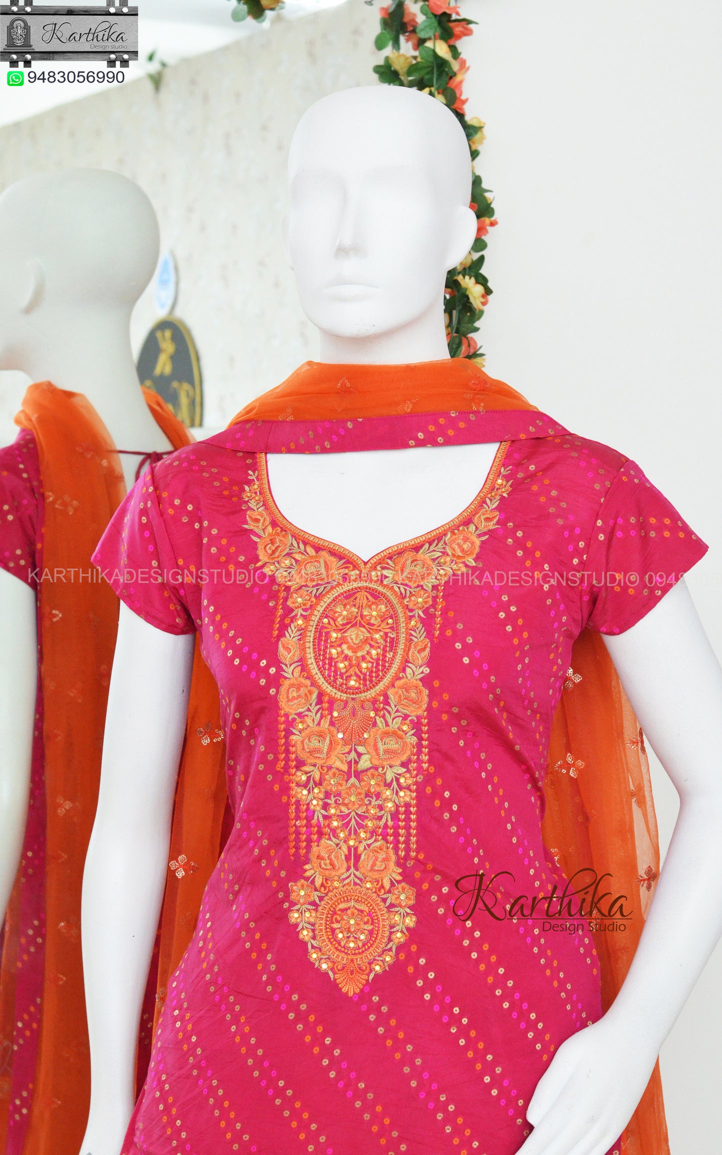 Bandhani silk sharara set