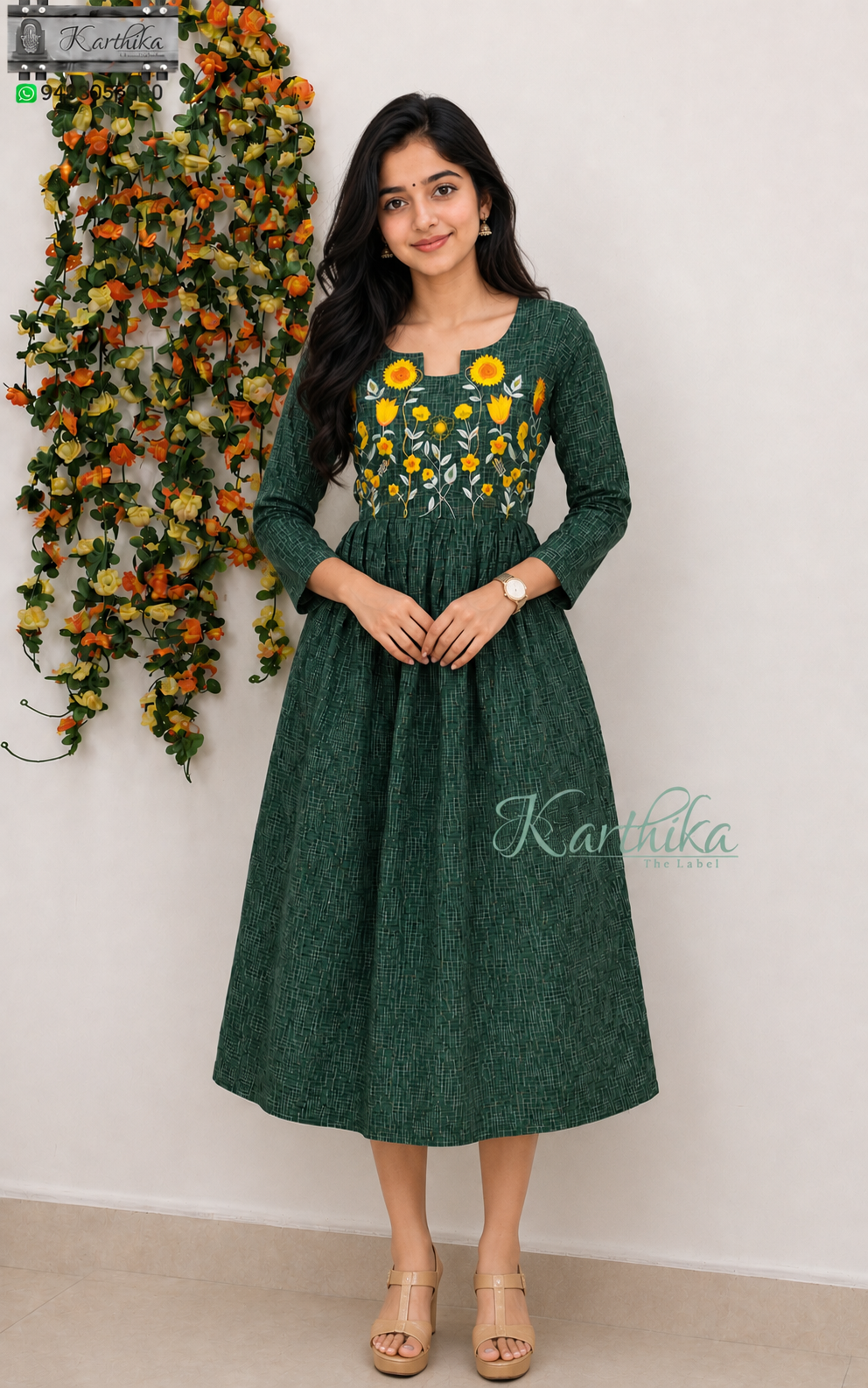 Embroidered ikkat frock