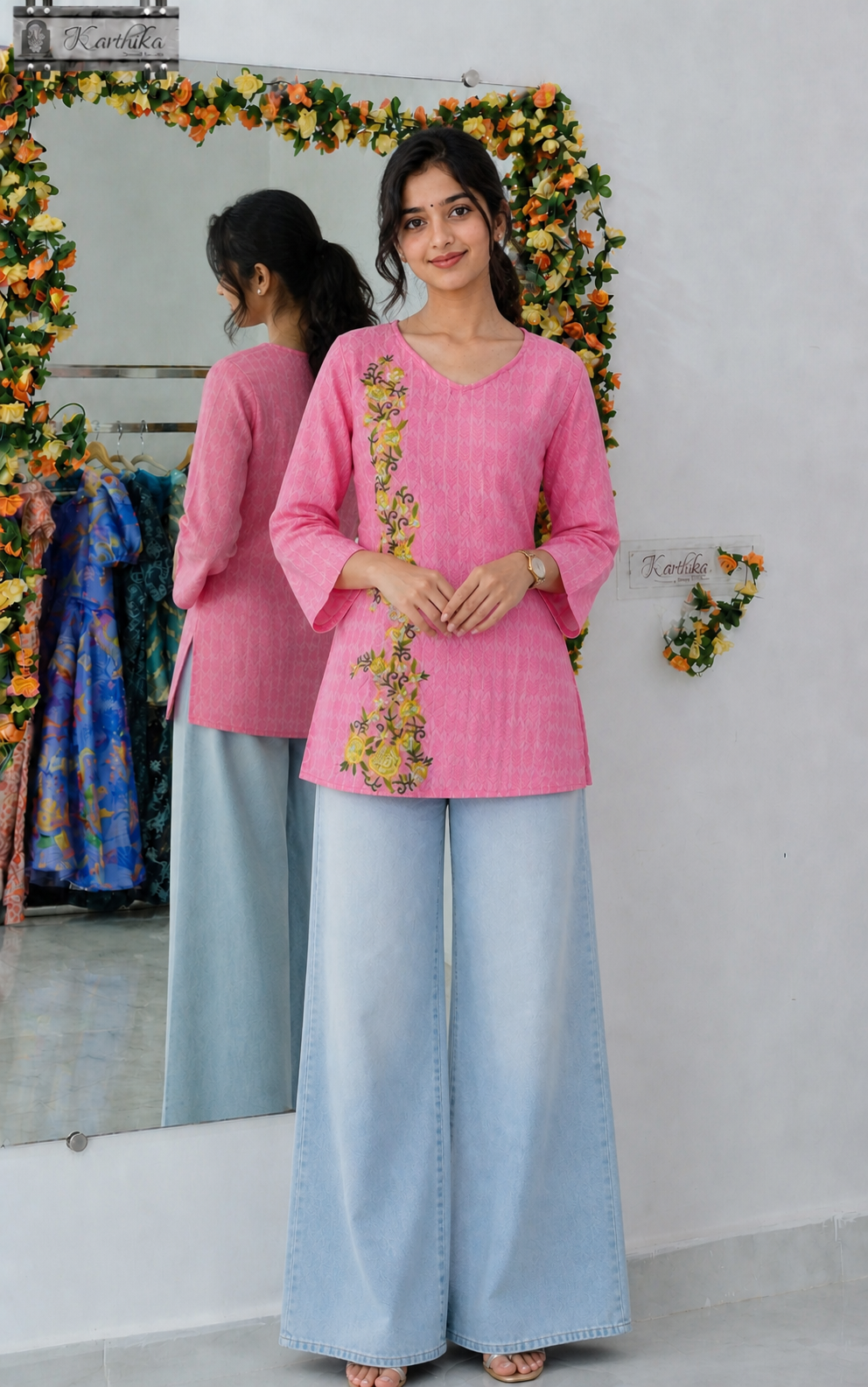 Embroidered cotton tunic