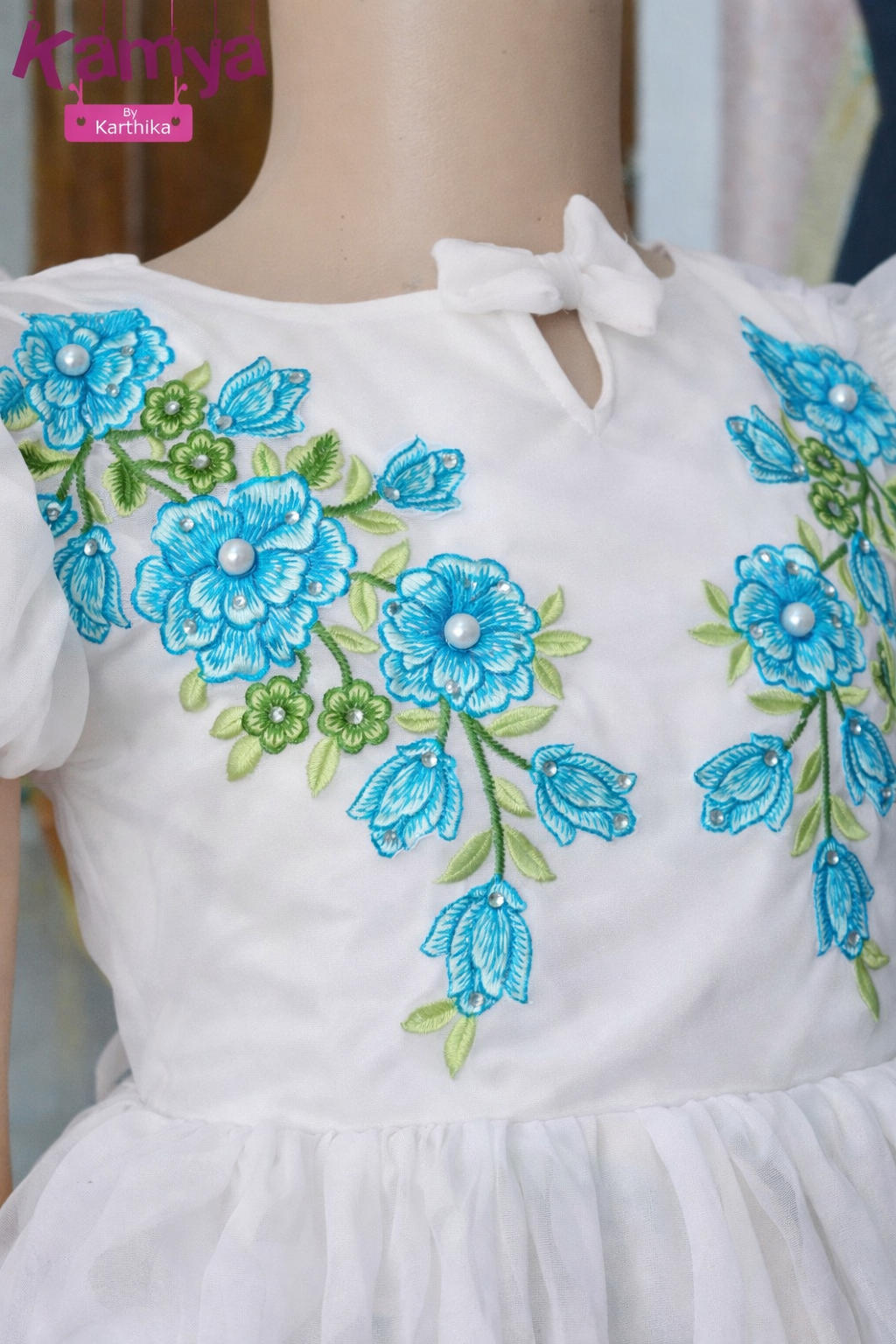 Embroidered georgette frock for kids