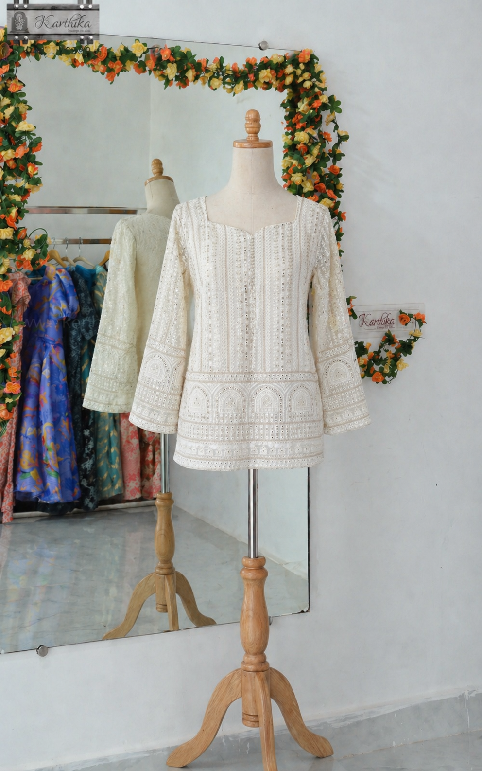 Pure chikankari georgette tunic