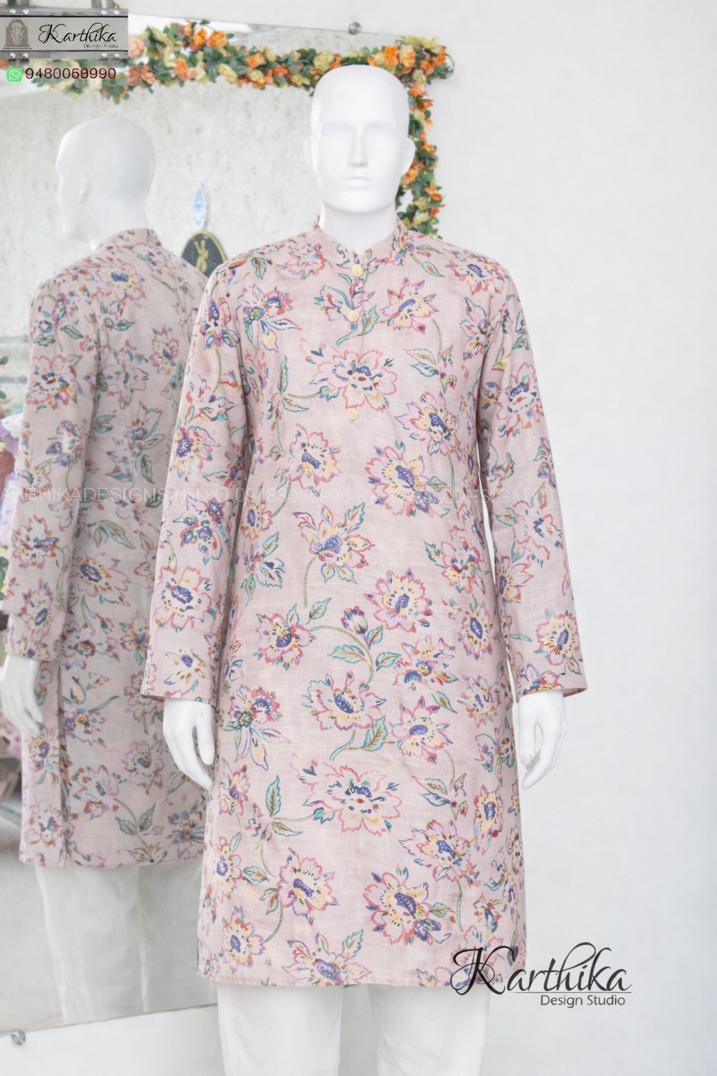 Floral cotton Kurtha for boys