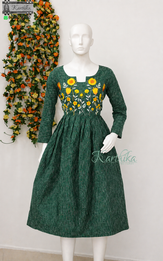 Embroidered ikkat frock