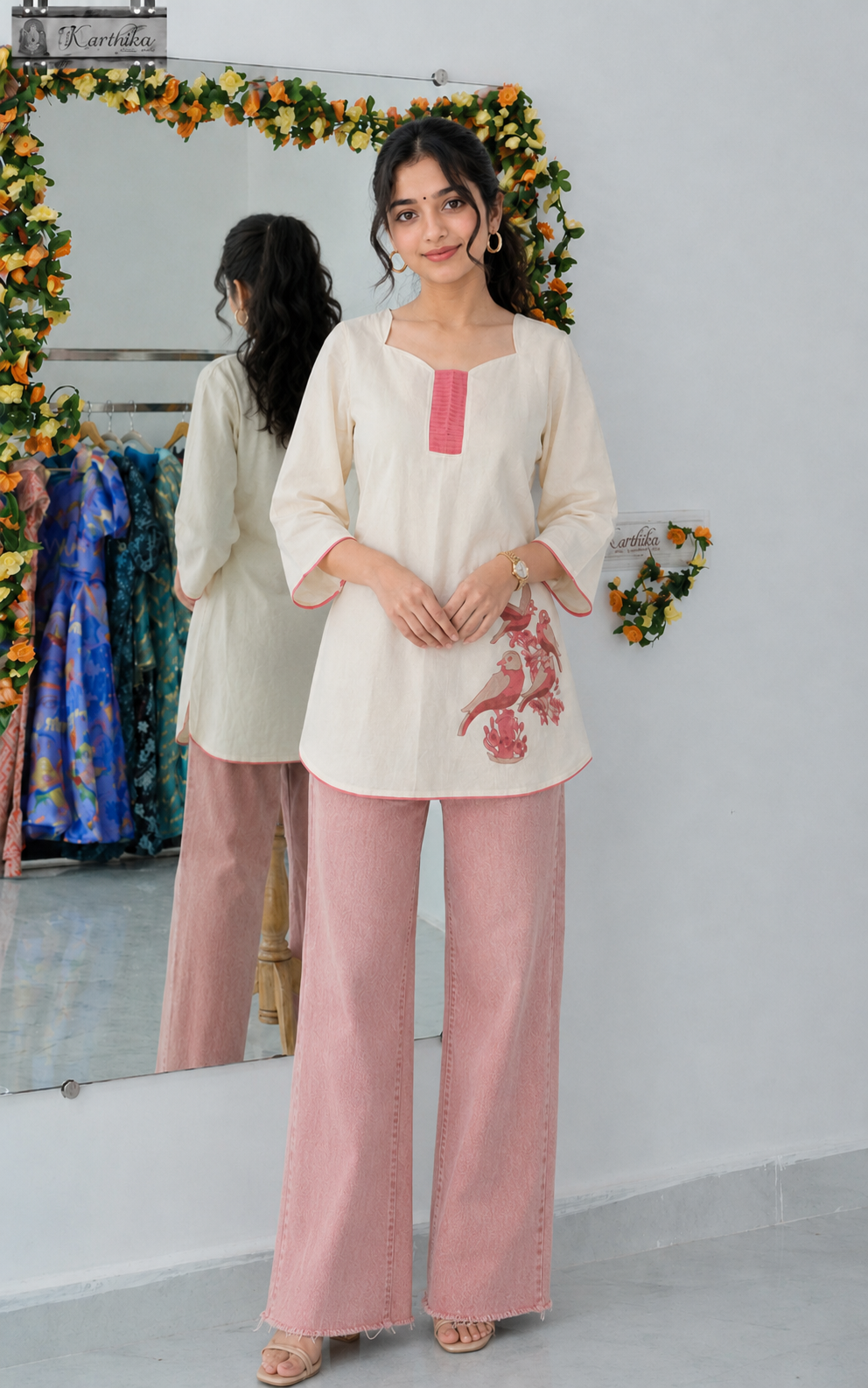 Embroidered kora cotton tunic