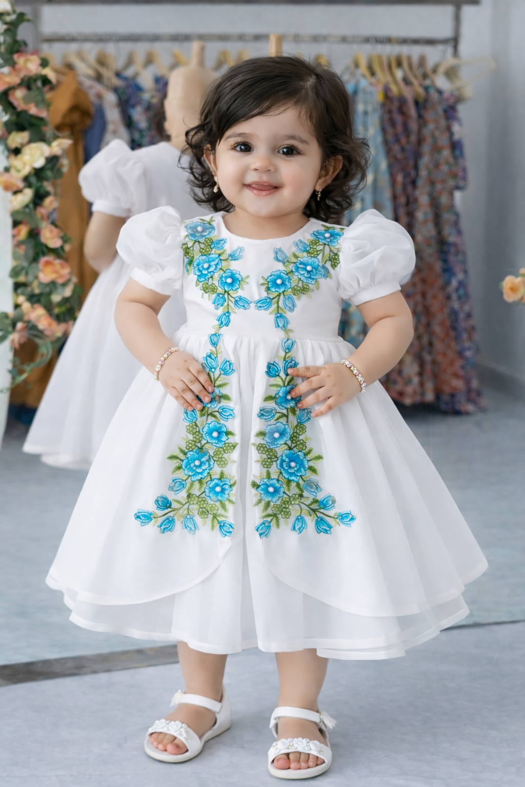 Embroidered georgette frock for kids