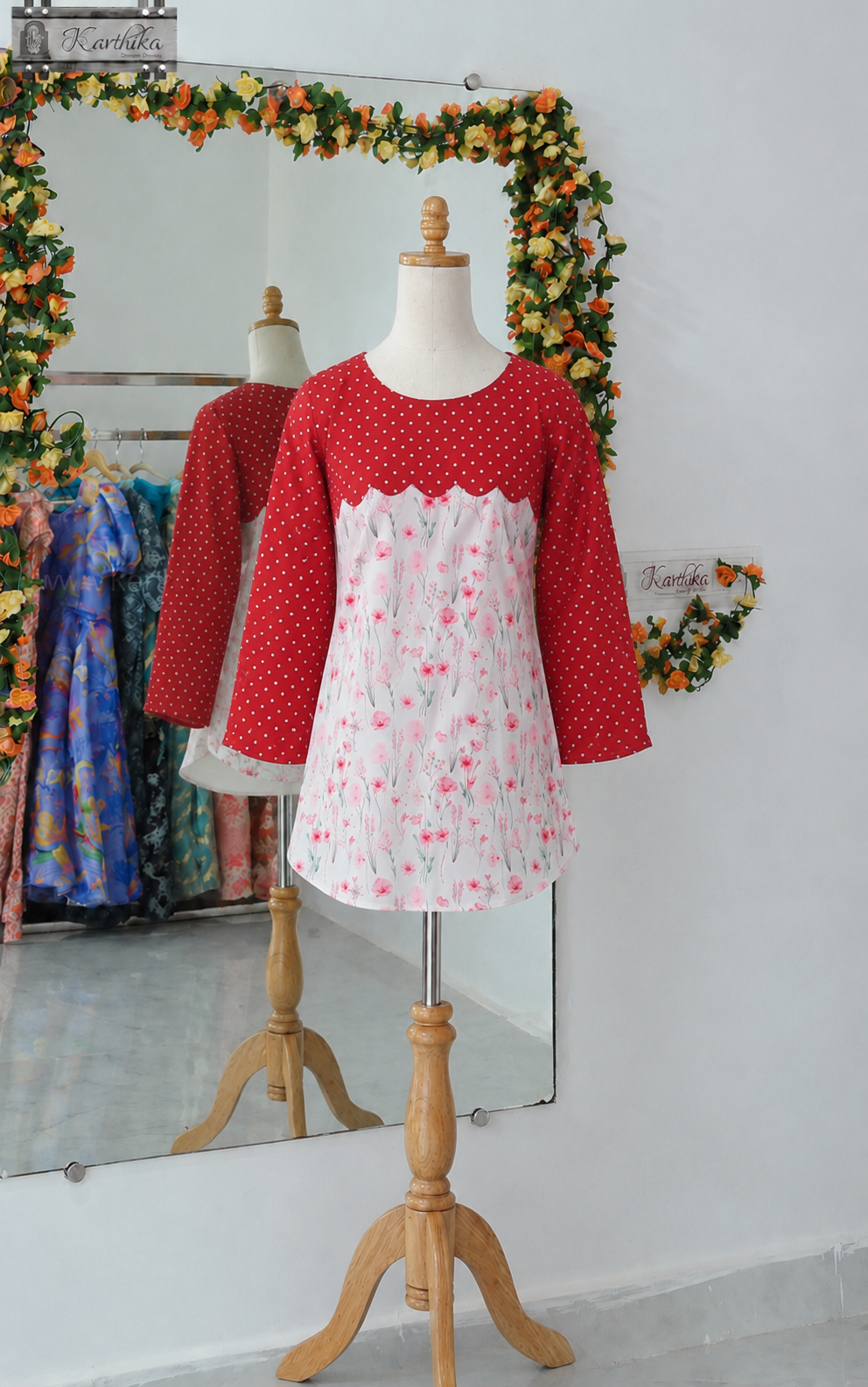 Polycotton polka dots tunic