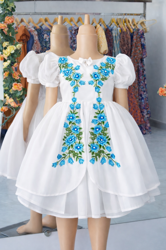 Embroidered georgette frock for kids