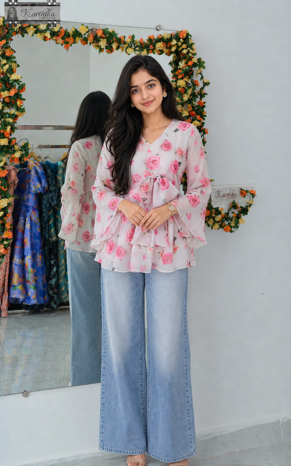 Floral georgette tunic