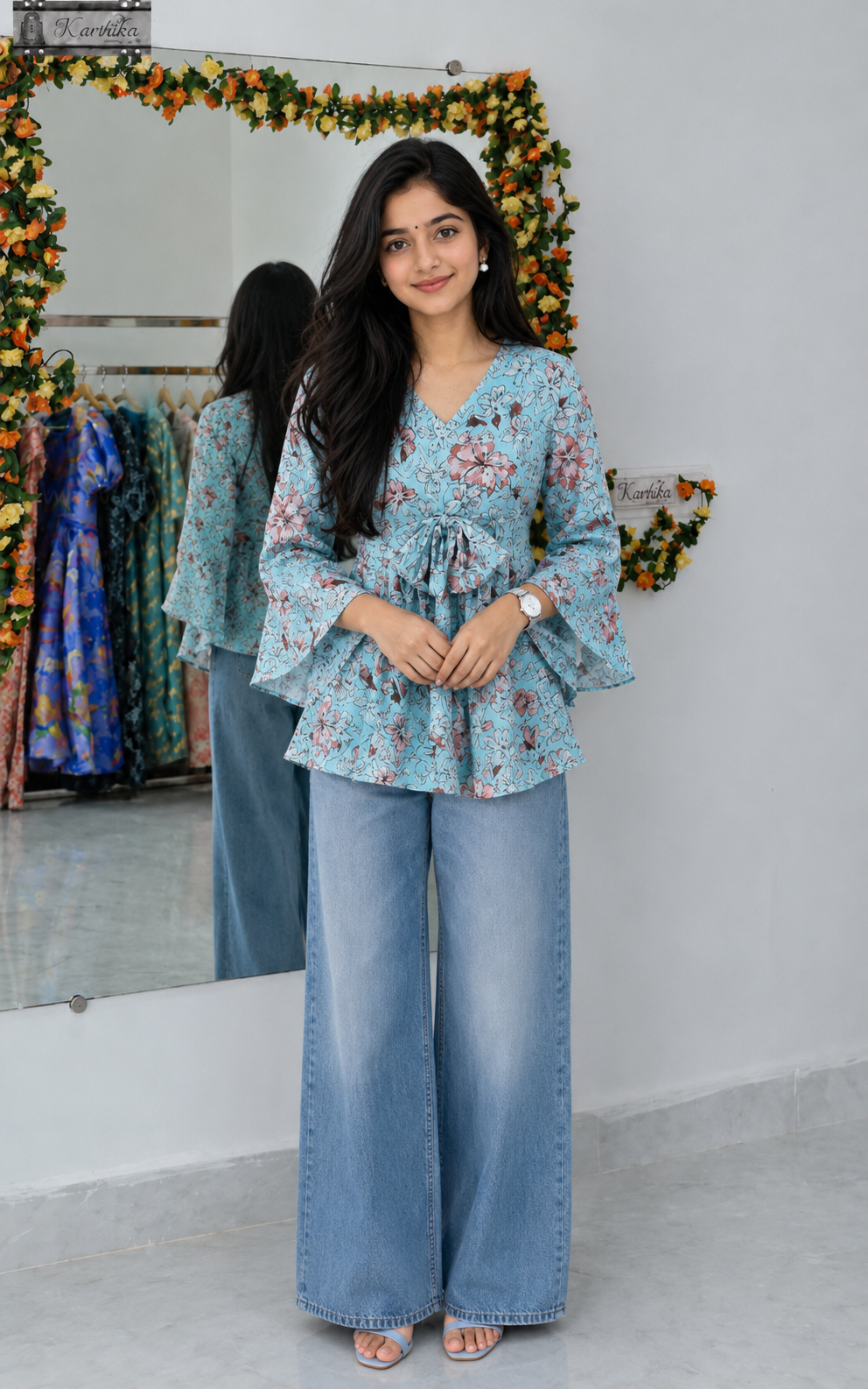Floral georgette tunic