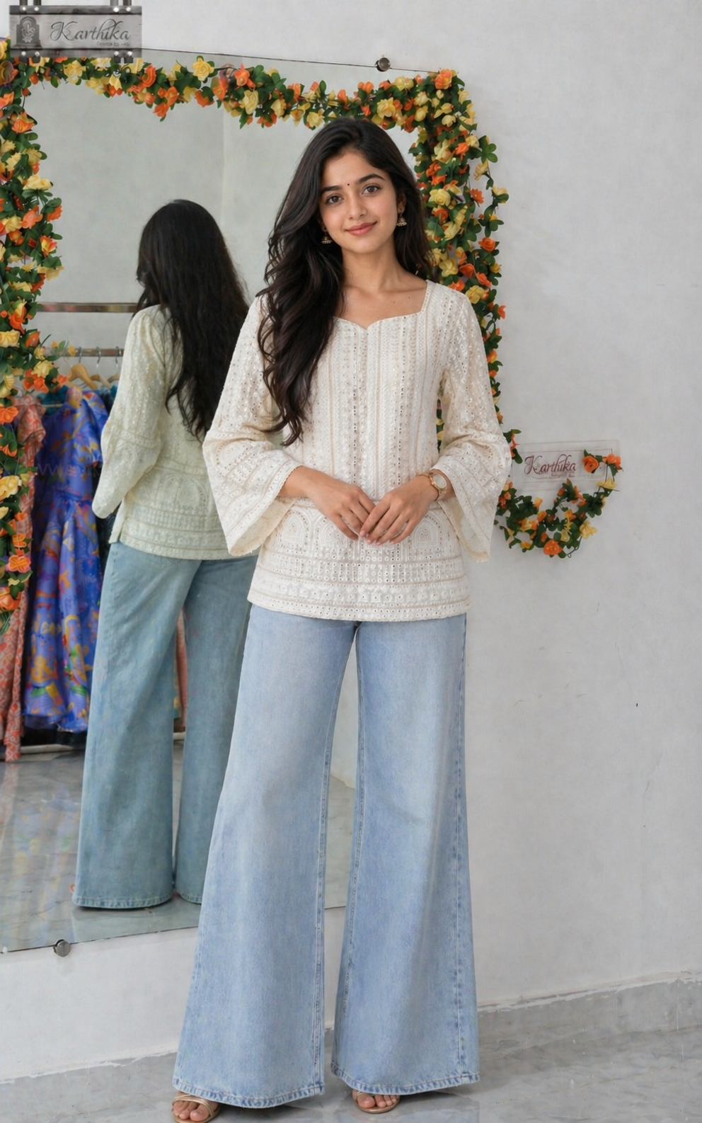 Pure chikankari georgette tunic