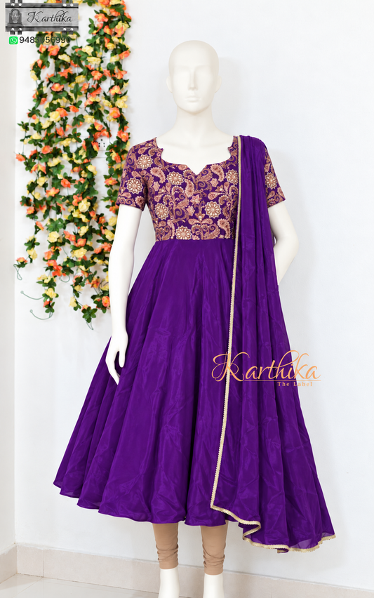 Pure crepe position embroidered anarkali
