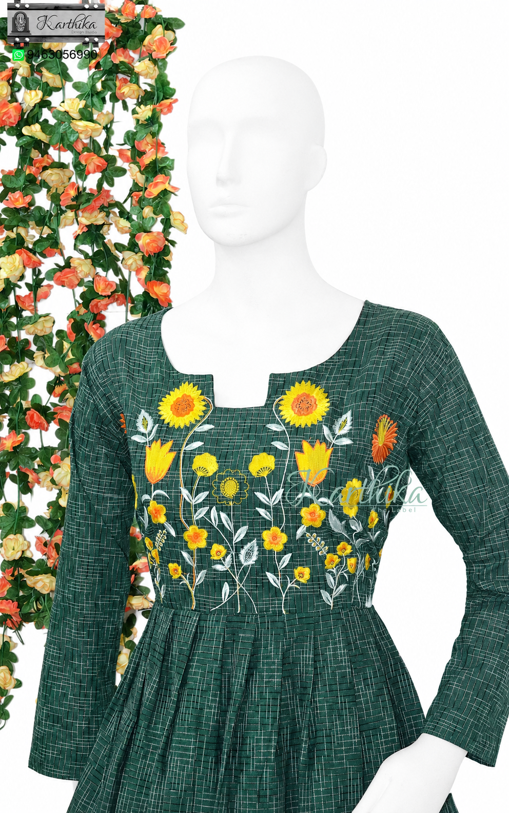 Embroidered ikkat frock