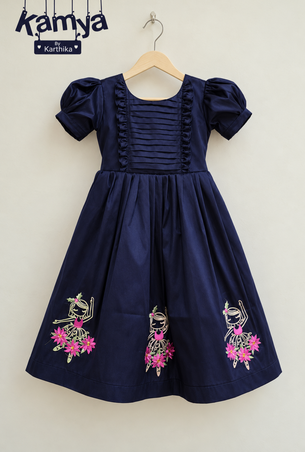 Embroidered taffeta silk frock