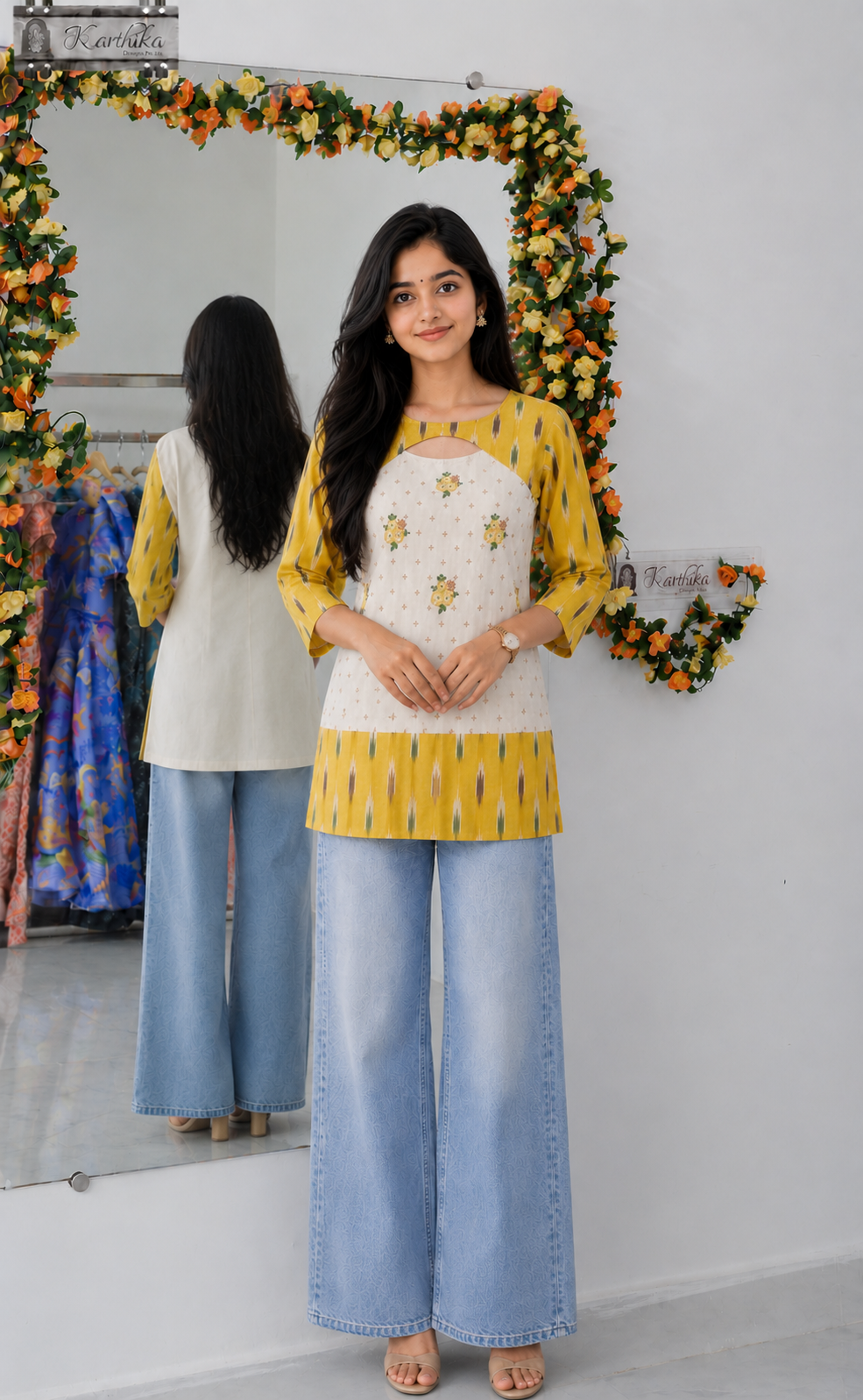 Embroidered kora cotton tunic