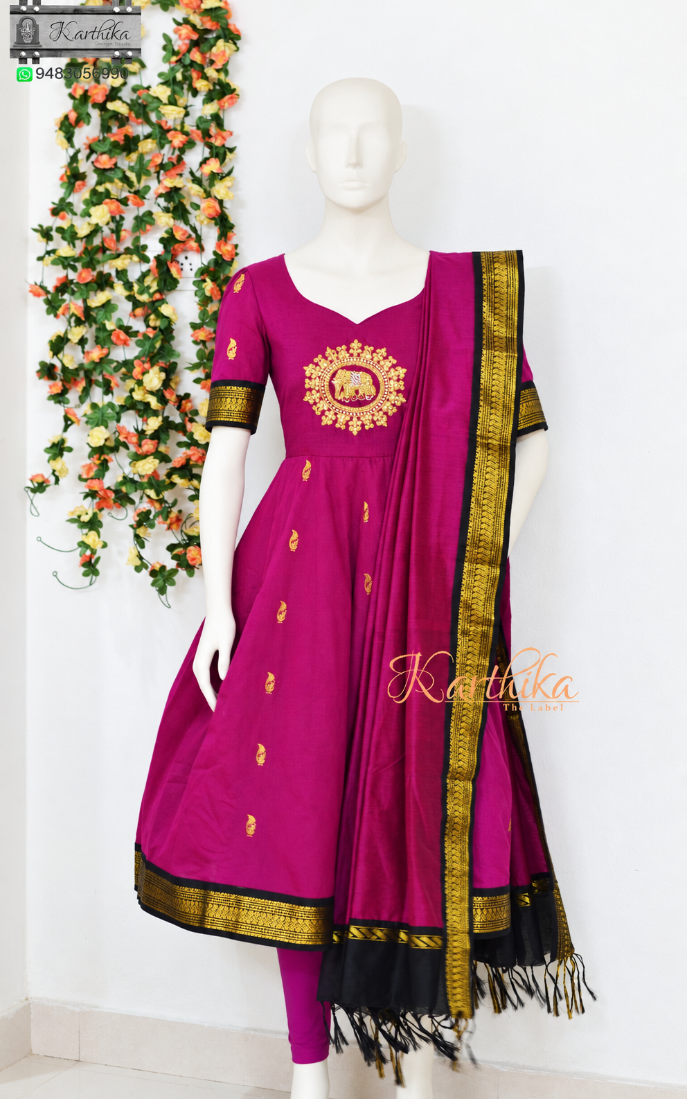 Gadwal cotton silk anarkali