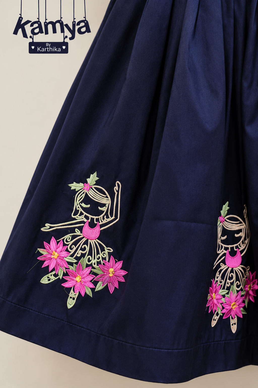 Embroidered taffeta silk frock
