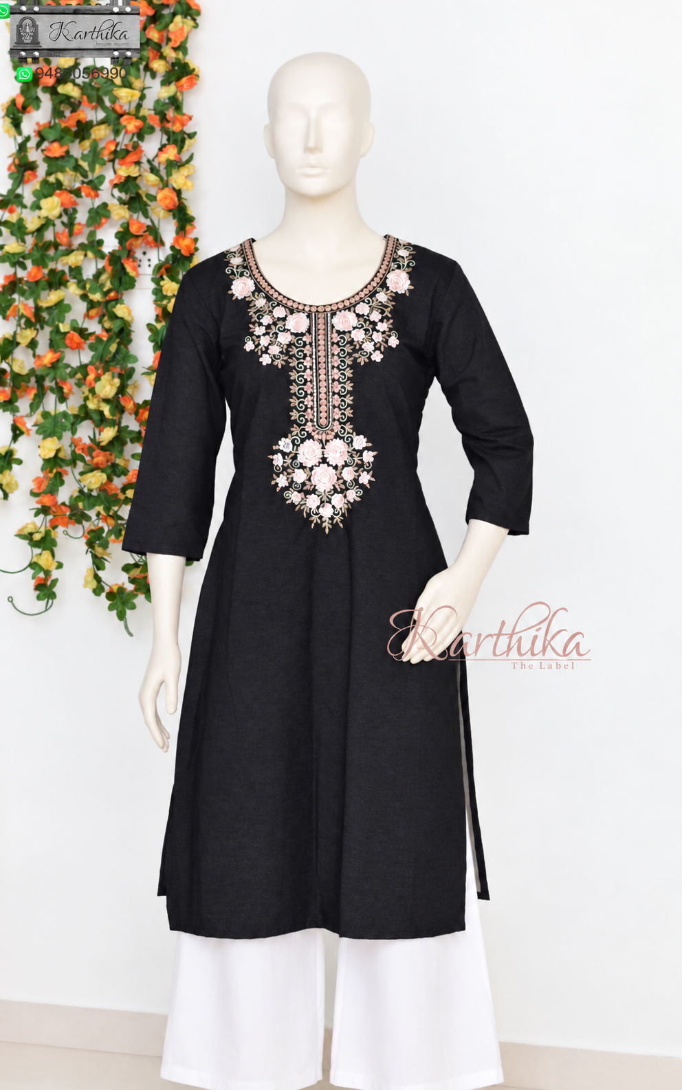 Embroidered Denim kurthi set