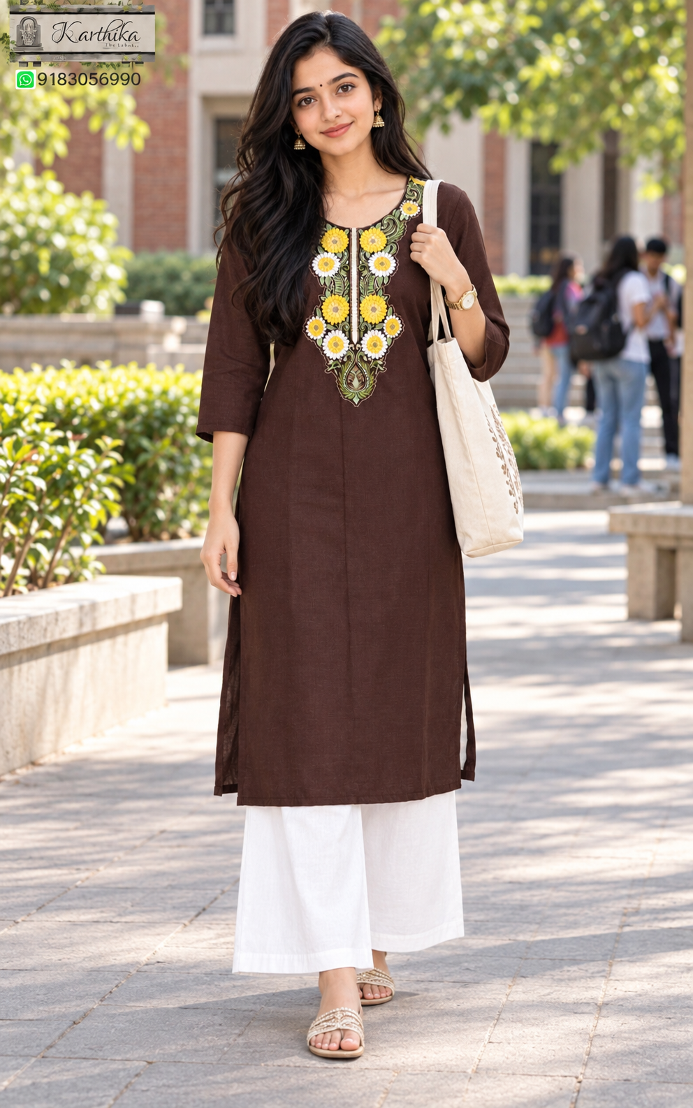 Embroidered Denim kurthi set