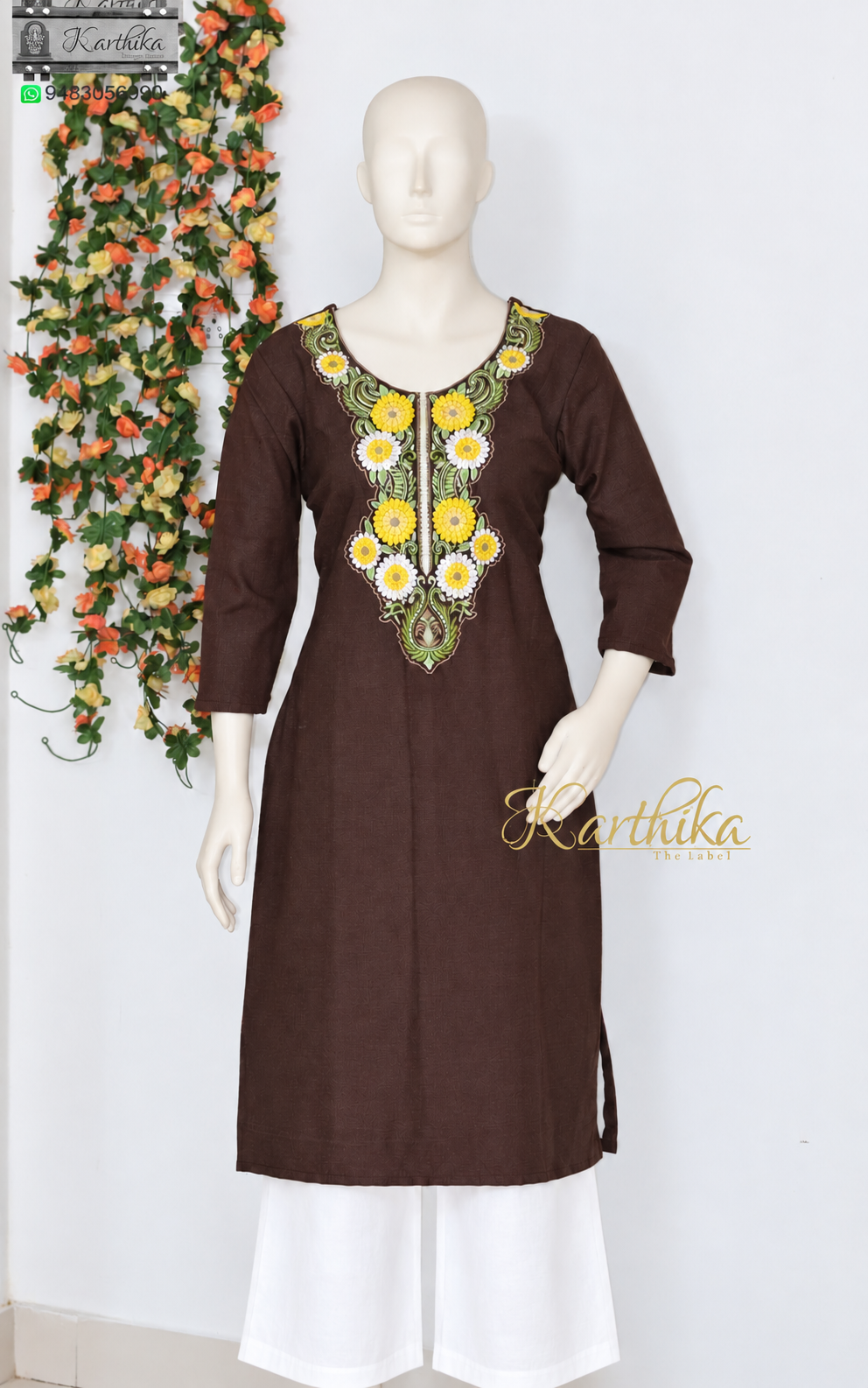 Embroidered Denim kurthi set