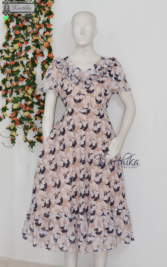 Ruffled floral georgette frock