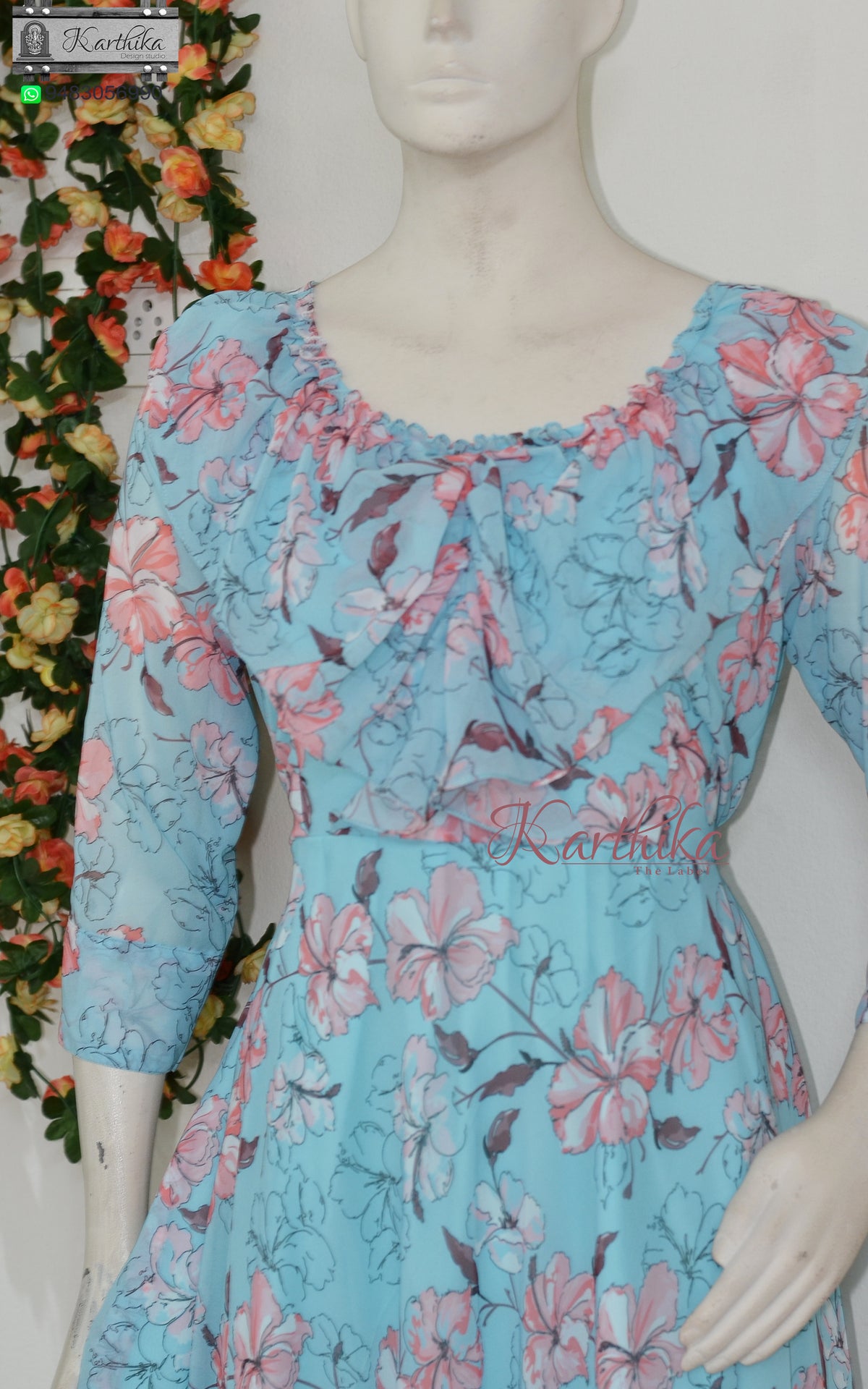 Ruffled floral georgette frock