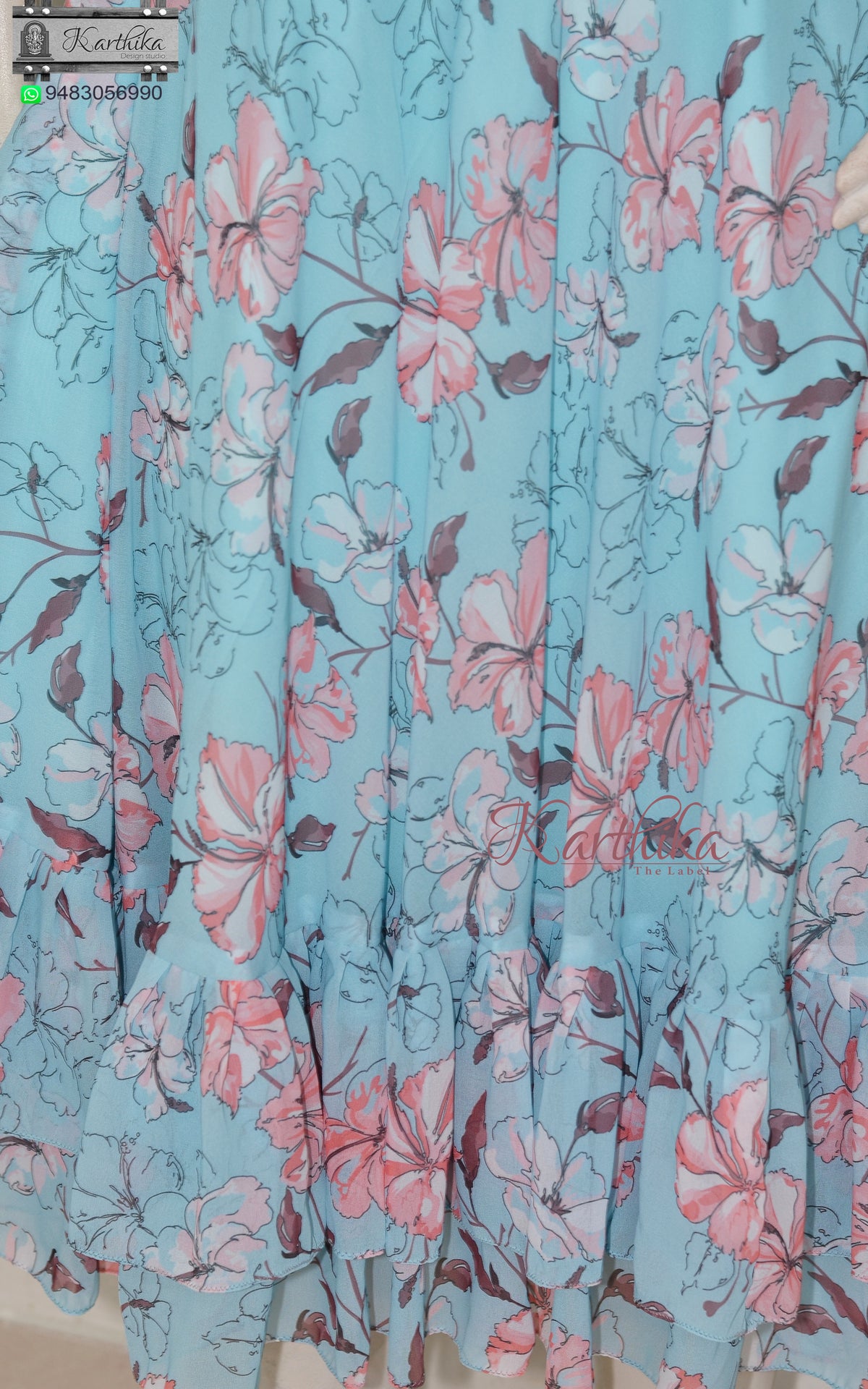 Ruffled floral georgette frock