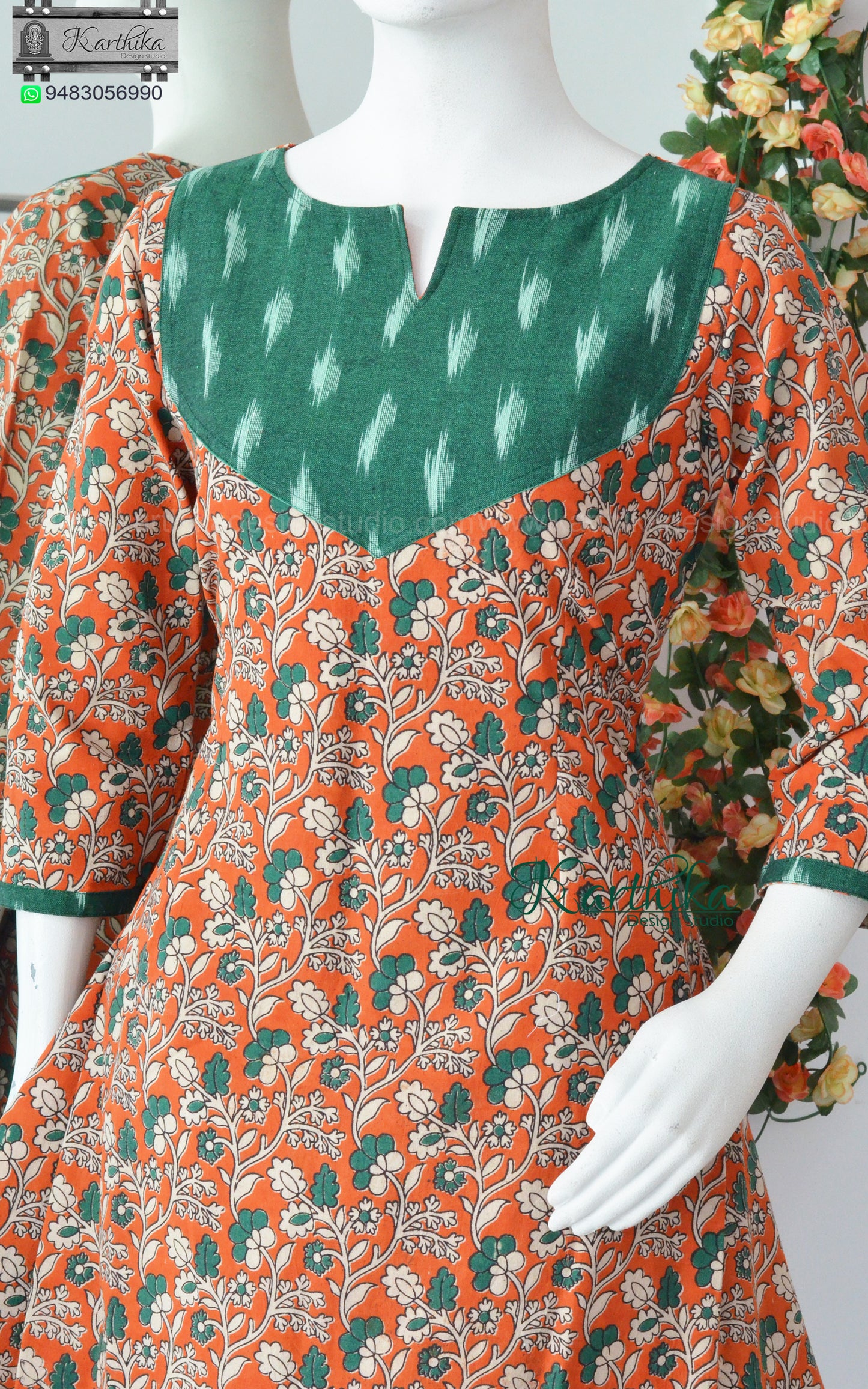 Kalamkari cotton Aline kurthi set