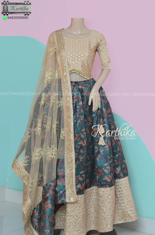 Kalamkari Tussar silk lehenga