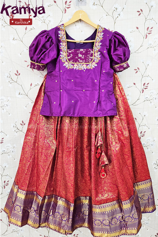 Kanchi soft silk lehenga with embroidered blouse