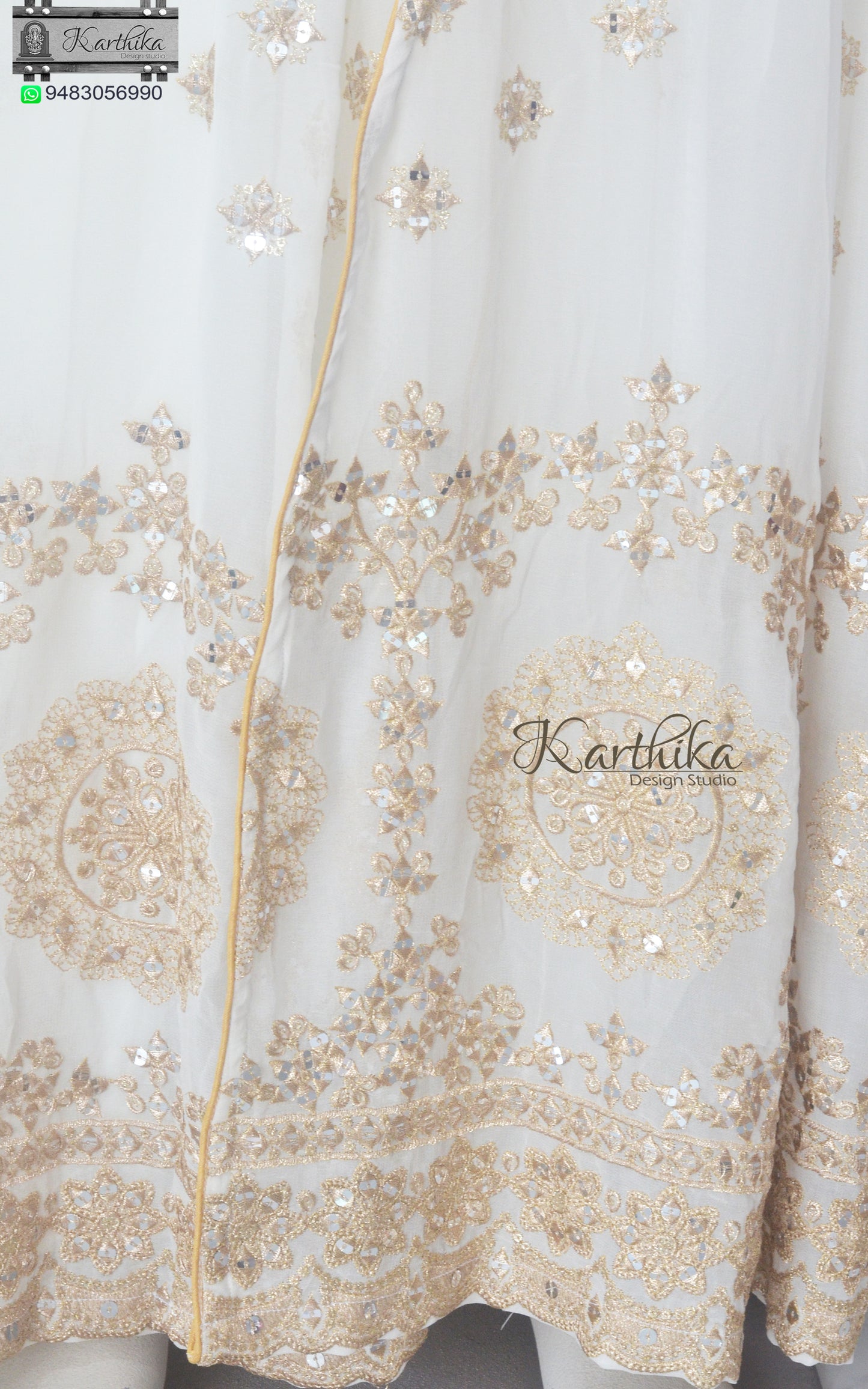 Embroidered georgette long gown