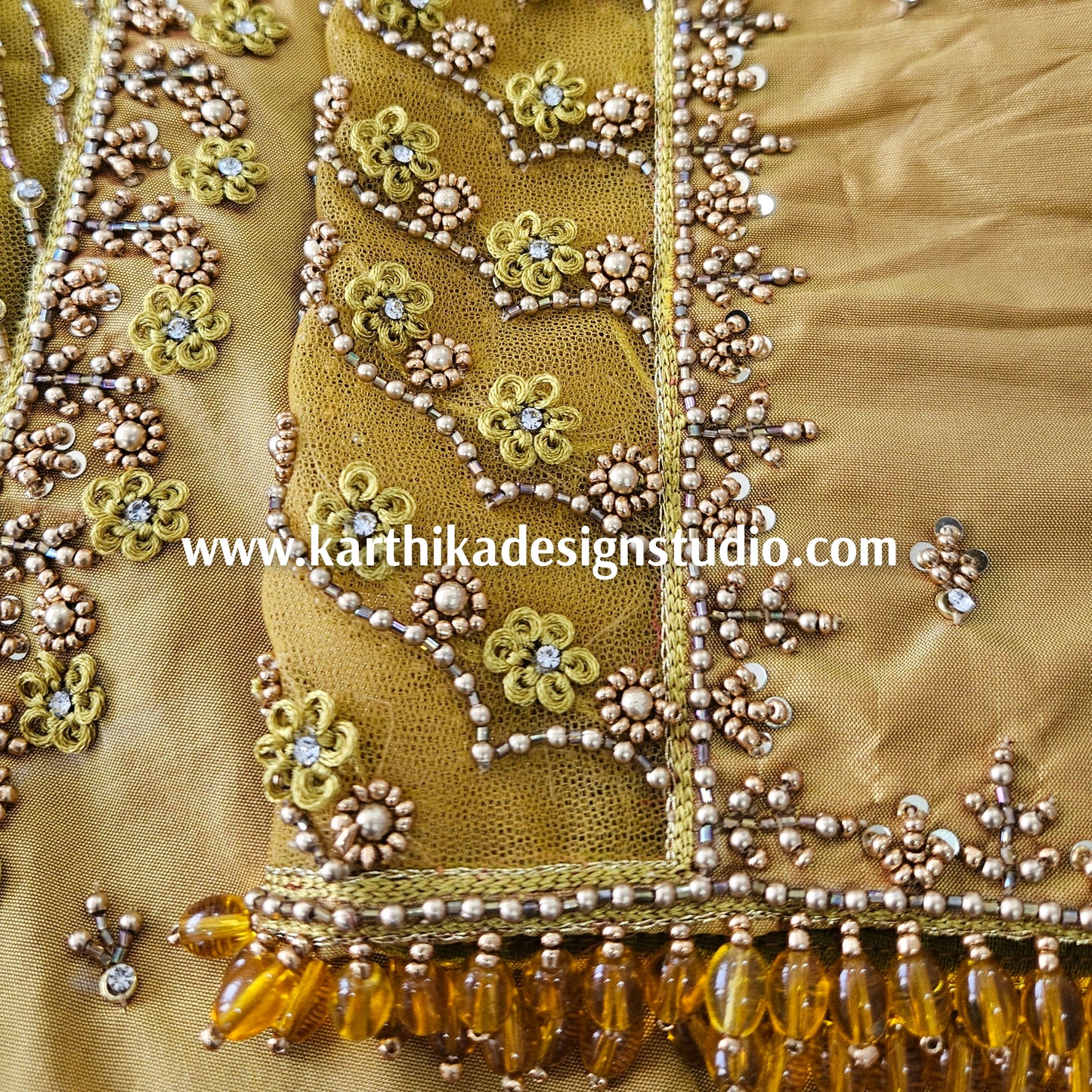 Zari and beads work on pure silk Blouse