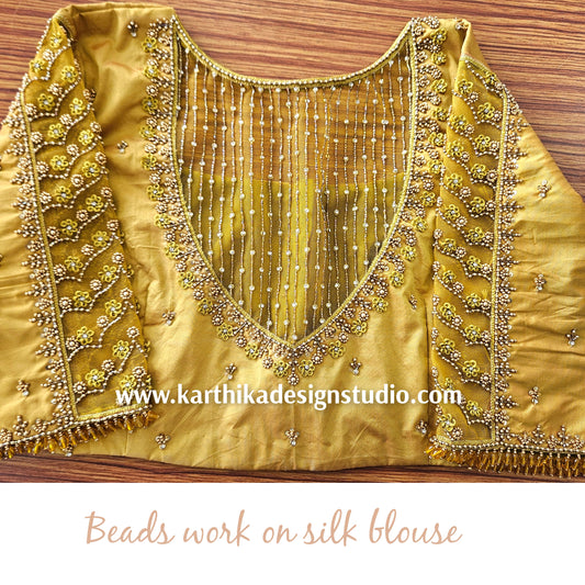 Zari and beads work on pure silk Blouse