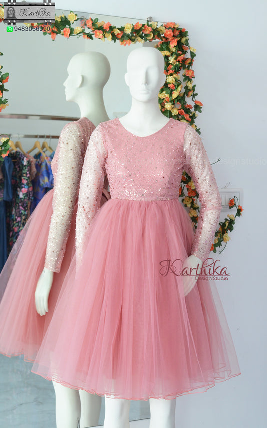 Embroidered net frock