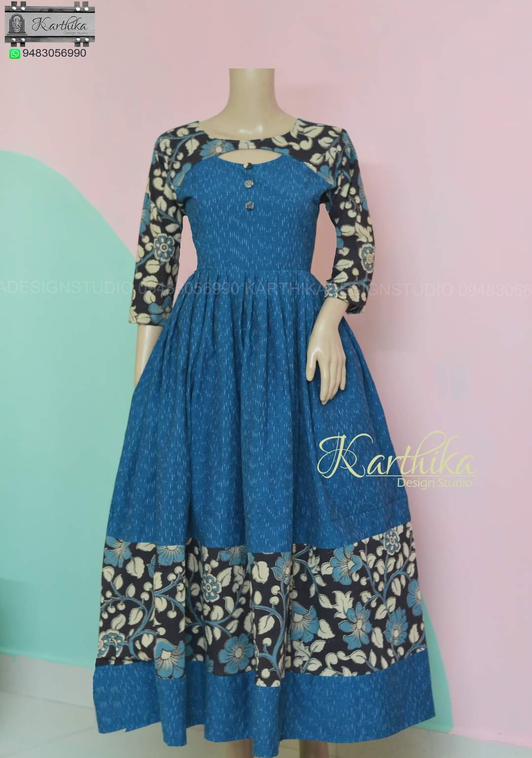 Kalamkari Print Gown With Bandhani Dupatta | ₹ 2799 FREE SHIPPING IN INDIA  | WATSAPP 9004688543 | Printed long frocks, Long dress design, Fashion  attire