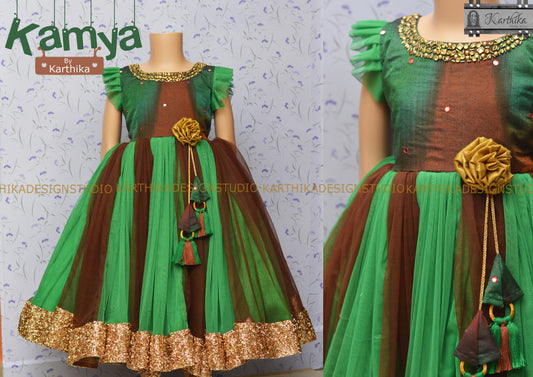 Chanderi silk/net frock