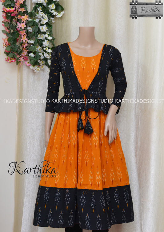 Ikkat kurthi with coat